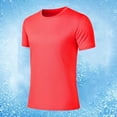 thumbnail image 2 of Pisexur T Shirts for Man , Hommes Mode Décontractée Couleur Unie Col Rond Course Exercice et Entraînement Physique Manches Courtes Haut Rouge, m Chemises de Golf Hommes & Chemises Hommes, 2 of 6
