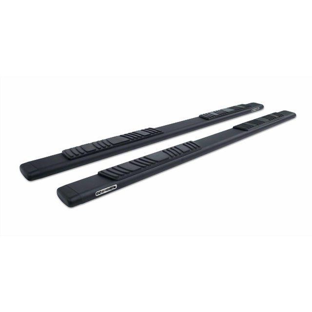 Go Rhino Nerf Bar 685439987T OE Xtreme Low Profile; With Step Pads; 5 Inch Oval Straight; Black Textured Powder Coated; Steel; With Plastic End Caps; Rocker Panel Mount