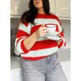 thumbnail image 4 of Gupgi Women Striped Sweaters Long Sleeve Loose Knit Pullover Preppy Jumper Tops for Fall Winter, 4 of 8