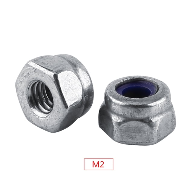 Ensemble d'Écrous de Verrouillage Hexagonaux en Acier Inoxydable SS304 (M2, 100pcs)