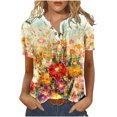 thumbnail image 1 of Cameland T-Shirt à Manches Courtes Décontracté d'Été pour Femmes, à Boutons, Col Rond, Chandail Blouse Hauts, 1 of 5