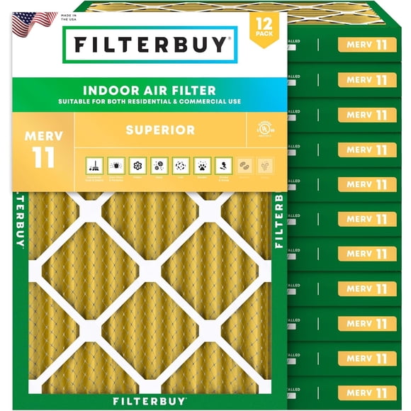 Filterbuy 19.5x21x2 Air Filter MERV 11 Allergen Defense, HVAC AC Furnace Air Filters Replacement (12-Pack)