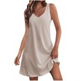 thumbnail image 1 of Timegard Robes pour Femmes Col en V Été Décontracté Robes T-Shirt Sortie de Plage Robe Débardeur avec Poches, 1 of 5