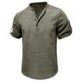 thumbnail image 3 of Kaemgyyd Men's Henley Shirts Stylish Short Sleeve Casual Button Tops Lightweight Solid Color Classic Basic Tee, 3 of 5