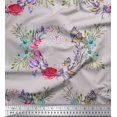 thumbnail image 1 of Soimoi Gray Poly Georgette Fabric Insect,Rose & Wreath Flower Printed Fabric 1 Yard 52 Inch Wide, 1 of 3