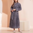 thumbnail image 2 of Timegard Womens Robe Soft Warm Fleece Bathrobe Solid Color Fall Winter Casual Loose Comfy Nightgowns, 2 of 6