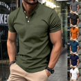 thumbnail image 1 of Jovati Short Sleeve Round-Neck Shirt for Men, Solid Color with Button Detail and Patch Pocket, Polyester Fabric, Regular Fit, Casual Style, Spring Summer Wear, 1 of 7