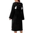 thumbnail image 4 of AherBiu Womens Robes Lightweight Fuzzy Fleece Warm Midi Bathrobe Soft Plush Belted Robe with Hood, 4 of 6