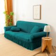 thumbnail image 2 of 2024 1 Piece Sofa Slipcover with Pleated Ruffled Skirt Washable High Stretch Durable Furniture Protector 3 Seater Pine Green, 2 of 11