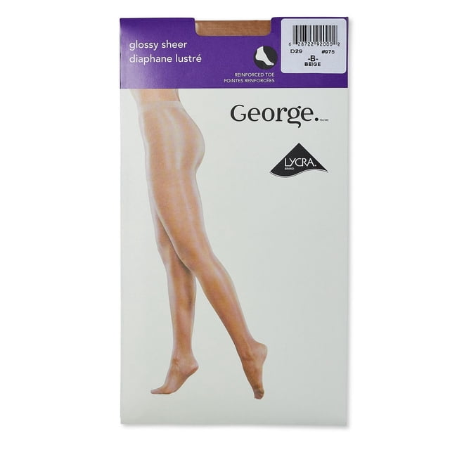 George Bas-Collants Transparents Brillants pour Femmes Brillants 15 Deniers en nylon-Lycra, Bas Pleine Longueur Orientés vers l'Avant sur Pattes de Modèle avec Fini Subtil; Taille Élastique et Ajustement Extensible; Gousset et Orteil Renforcés selon les Spécifications du Produit, Idéal avec Jupes et Robes pour le Bureau Ou les Soirées; Souvent Utilisé pour les Voyages Compacts et les Emballages.
