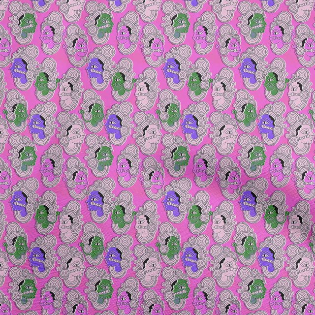 oneOone Rayon Pink Fabric Kalamkari Craft Projects Decor Fabric Printed By The Yard 56 Inch Wide