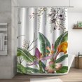 thumbnail image 4 of Binwennn Tropical Green Shower Curtain 70 Inch With 12 Hooks Shower Curtain Bathroom Heavy Side Shower Curtain Machine Washable Curtains for Shower Curtain And Rug Set Neutral Fabric Shower Curtain, 4 of 8