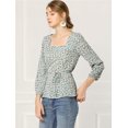 thumbnail image 3 of INSPIRE CHIC Blouse à Manches Longues à Encolure Carrée Florale pour Femmes avec Ceinture, 3 of 6