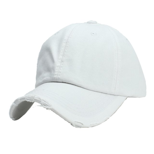 Unisex Casual Denim Hole Splice Hat Adjustable Washed Baseball Cap