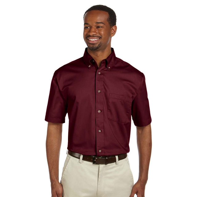 Harriton Chemise à Manches Courtes en Sergé pour Hommes Easy BlendTM avec Libération de Taches
