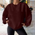 thumbnail image 2 of Pisexur Chandail en Molleton Femme Décontracté Ample Automne Chandails en Molleton pour Femmes Couleur Unie Col Rond Chandail en Molleton Manches Longues Chemises pour Femmes Mode Chandail en Molleton Texturé Uni Chandail Tops, 2 of 8