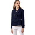 thumbnail image 2 of INSPIRE CHIC Caban Court d'Hiver pour Femme à Revers Cranté en V, Double Boutonnage, 2 of 6