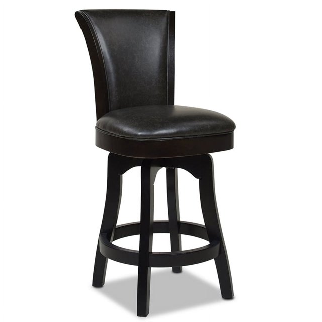 Henry 27" Armless Swivel Counter Height Bar Stool Vintage Brown Faux Leather