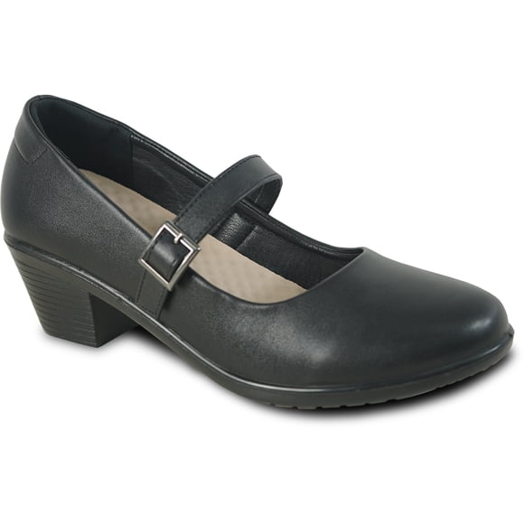 kozi Women Comfortable Dress Shoe Mary Jane OY3238 with Round Toe Heel 2" Removable Insole Black