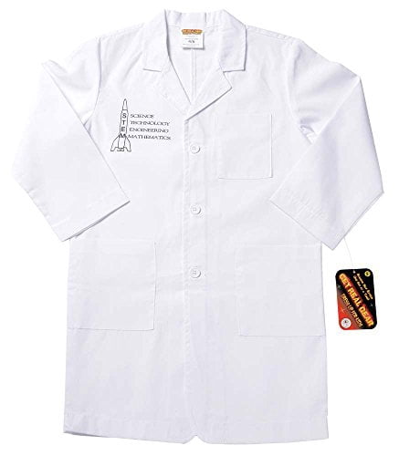 Aeromax Blouse de Laboratoire STEM Jr., Blanche, Longueur 3/4, Taille 8/10