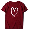 thumbnail image 4 of Besolor Tuniques d'Été pour Femmes à Imprimé de Cœurs, Col Ras du Cou, Manches Courtes, T-Shirts Décontractés Amples, Blouse de Sortie, 4 of 4