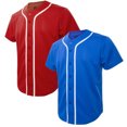 thumbnail image 1 of TOPTIE Lot de 2 Chandails de Baseball pour Homme, Chandail Boutonné à Manches Courtes - Bleu Rouge - 3TG, 1 of 8