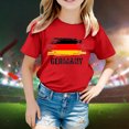 thumbnail image 2 of LUOGENLI T-Shirt pour Filles Enfants Drapeau de l'Allemagne Imprimé Manches Courtes Col Rond T-Shirt Floral Tendance Mode Chandail de Base Hauts Maxi Ensemble Volants Rouge 3-4 Ans, 2 of 4
