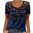 thumbnail image 1 of Birdeem T-Shirt Décontracté à Col Rond pour Femmes à Imprimé Floral, Manches Courtes, Tunique, Haut, Blouse, 1 of 6