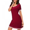 thumbnail image 4 of Pyjama d'Été pour Femmes Manches Courtes Col Cœur Pêche Robe de Nuit Décontractée Robe de Sommeil Ample Confortable Pyjama Robe de Maison Décontractée, 4 of 6