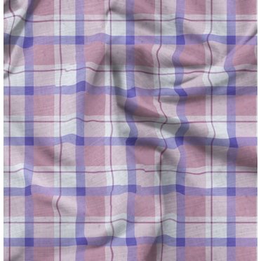 Soimoi Pink Rayon Fabric Plaid Check Fabric Prints By Yard 42 Inch Wide