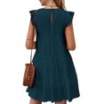 thumbnail image 2 of UKAP Robe T-Shirt pour Femme, Robe d'Été Évasée, Courte Mini, Simple Boho Bleu-Vert TG, 2 of 3