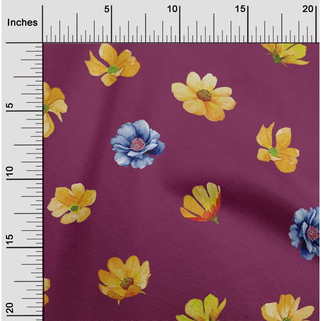 oneOone Polyester Lycra Fabric Flower Watercolor Print Fabric BTY 56 Inch Wide