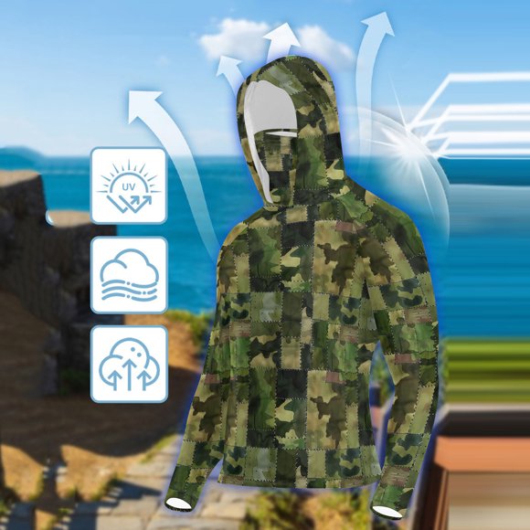 Hauts pour Femmes DYTTDG T-Shirt pour Femme Grande Taille Décontracté à Capuche Masque Camouflage Protection Solaire Manches Longues en Soie Glacée Haut Écran Solaire Excellents Cadeaux à Petit Prix