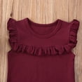 thumbnail image 3 of Newborn Baby Girl Basic Romper Solid Color Ruffle Sleeveless Bodysuit Onesie Clothes Black 12-18 Months, 3 of 7