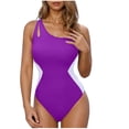 thumbnail image 1 of Diufon Women's Swimsuit Trendy Color Block Single Shoulder Backless Bathing Suits Summer Beach Sport Swimwear, 1 of 5