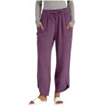 thumbnail image 3 of Sentmoon Womens Linen Pants Solid Color Drawstring High Waist Women Wide Leg Pants Oversized Relaxed Fit Active Summer Trousers Pants for Women with Pocket Beach for Working Out and Gym, 3 of 7