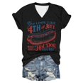 thumbnail image 1 of TSADFHJI Hauts d'Hiver pour Femmes Tendance 2024 T-Shirt à Col Rond pour Femmes à Lettres Imprimées Manches Courtes Col Rond T-Shirt Haut TTG Noir, 1 of 3