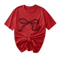 thumbnail image 2 of Offre à Durée Limitée Iumwxz T-Shirts Basiques Décontractés Plissés et Amples pour Femmes Blouses pour Femmes T-Shirts Graphiques à Nœud Col Rond Manches Courtes Hauts Blouse pour Dames Doux et Confortables pour Faire des Courses, 2 of 4