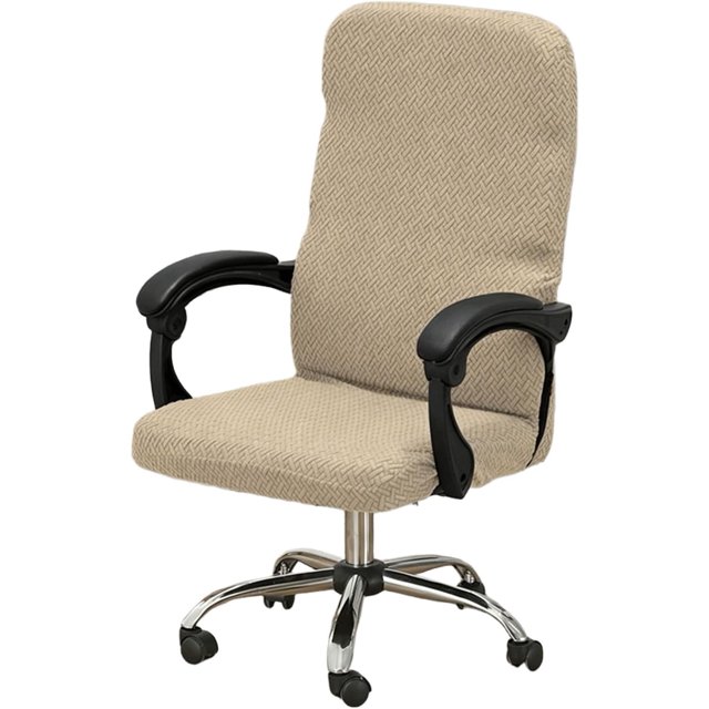 Office Chair Covers,Stretch Thick Computer Rotating Chair Cover with Zipper,for Office Desk Computer Chair Four Seasons(Camel Brown,M)