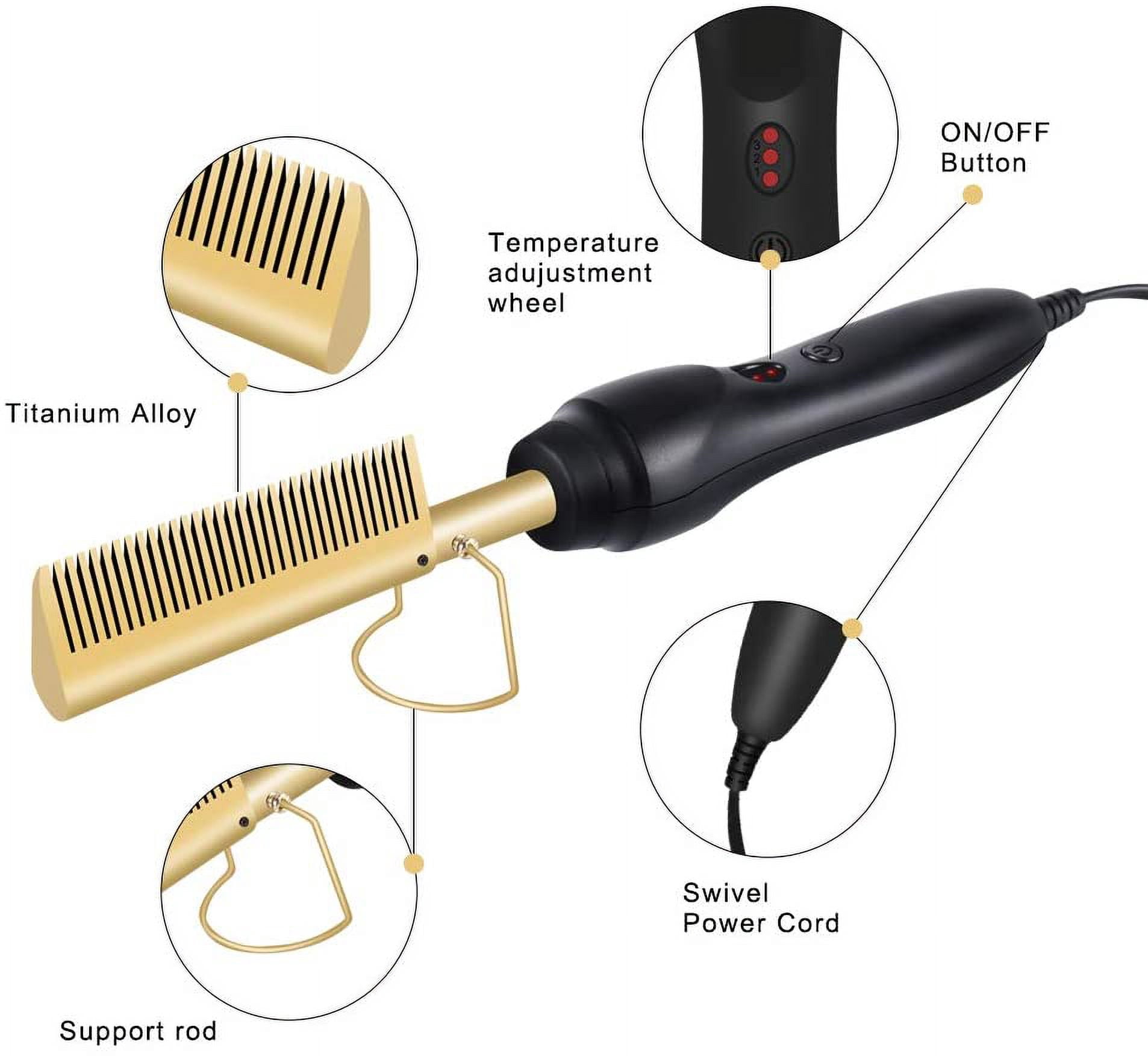 Hair Straightener with Comb, Alloy Electric Hot Straightening Heat Pressing Comb