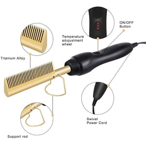 Hair Straightener with Comb, Alloy Electric Hot Straightening Heat Pressing Comb