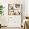 thumbnail image 4 of Gymax Double Tilt Out Trash Cabinet w/ Hutch Kitchen Pantry Storage Cabinet White, 4 of 10