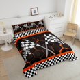 thumbnail image 4 of Erosebridal Sport Racing Checkered Bedding Toddler Comforter Set, Orange Down Comforter, Chic Honeycomb Decor, Ultra Soft 2pcs, 4 of 8
