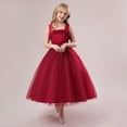 thumbnail image 2 of MIASHUI Robe Tutu Élégante Sans Manches pour Filles, Tenue Formelle Fluide à Étages, Grands Enfants Tout-Petits, Rouge Brique, 16-17 Ans, 2 of 9