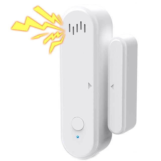 Pour Tuya pour Smart WiFi Rappel d'Alarme Antivol Télécommande Capteur Magnétique de Porte au design Blanc Élégant, Consistant en une Unité Principale avec un Bouton et un Indicateur DEL et une Pièce Magnétique Plus Petite. l'Appareil Présente une Alarme Sonore de 80 dB avec Lumière Rouge pour Dissuader les Intrus, Connectivité Bicolore WiFi et Bluetooth pour une Stabilité Accrue, et Plusieurs modes d'Alarme. Il Est compatible avec l'App Tuya pour l'Arrosage à Distance, le Désarmement et le Contrôle Vocal. Alimenté par 2 Piles AAA (Non Incluses).