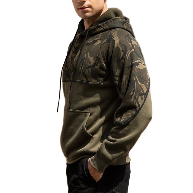 MAWCLOS Mens Pullover Camouflage Sweatshirt Drawstring Hoodies Fleece Fall Long Sleeve Hooded Tops Army Green M