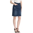 thumbnail image 4 of Unique Bargains Jupe en Denim pour Femme à Ourlet Usé et Déchiré, Bleu Foncé, L, 4 of 6