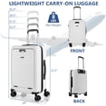 thumbnail image 3 of Costway 20" Carry-on Luggage PC Hardside Suitcase TSA Lock with Front Pocket & USB Port White, 3 of 10