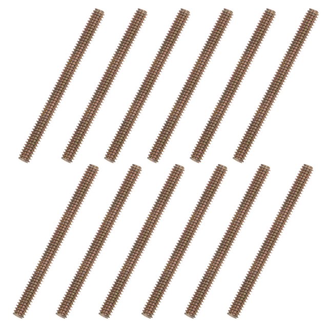 Unique Bargains 12pcs 1/4x3' Carbon Steel Fully Threaded Rod Bar Studs for Furniture Mounting Assembly