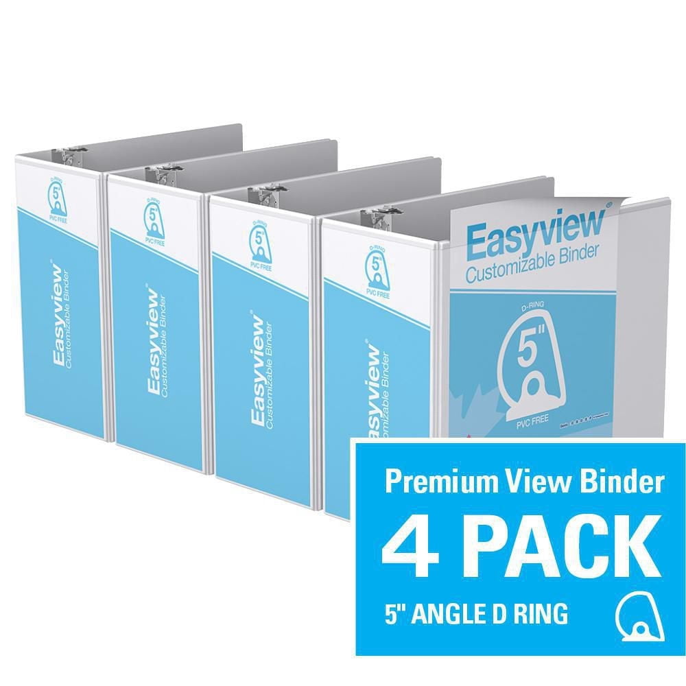 Davis Group, Easyview Premium, D Ring, Customizable, View Binder, 4 Pack, 5"